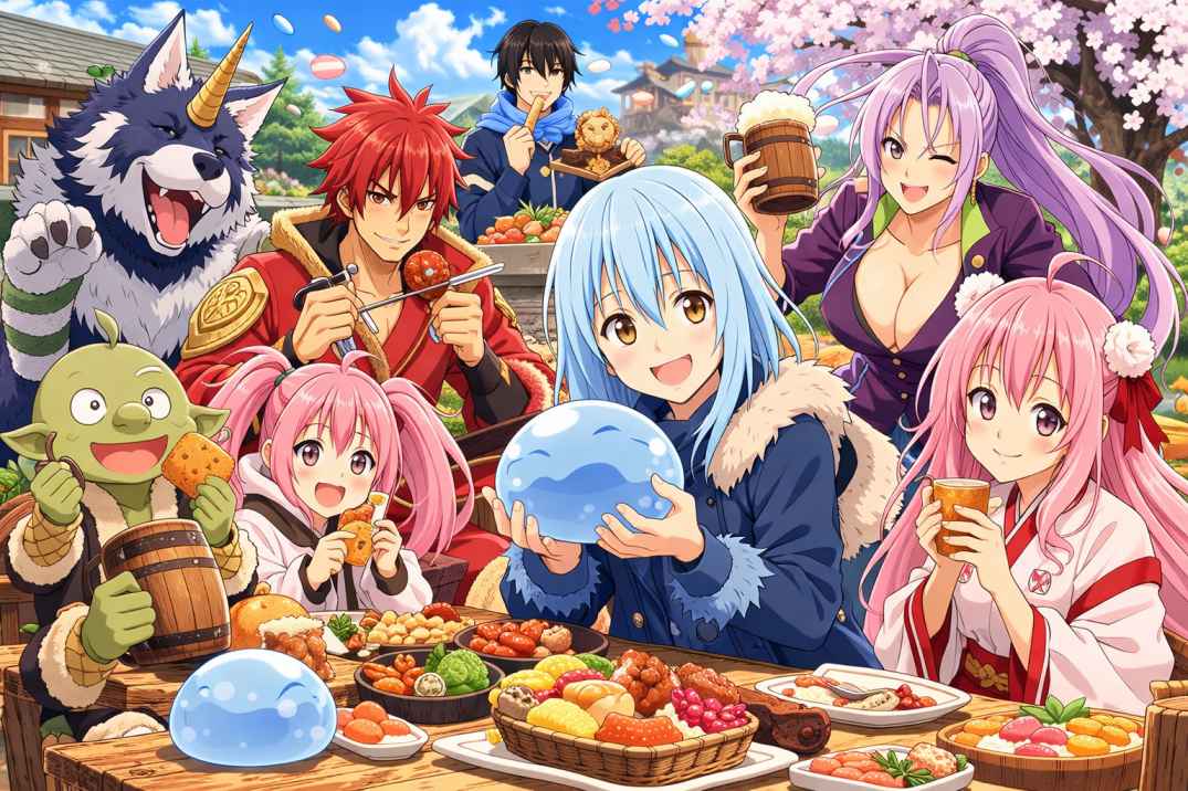 Rimuru and Tempest residents enjoying peaceful daily life in Slime Diaries.